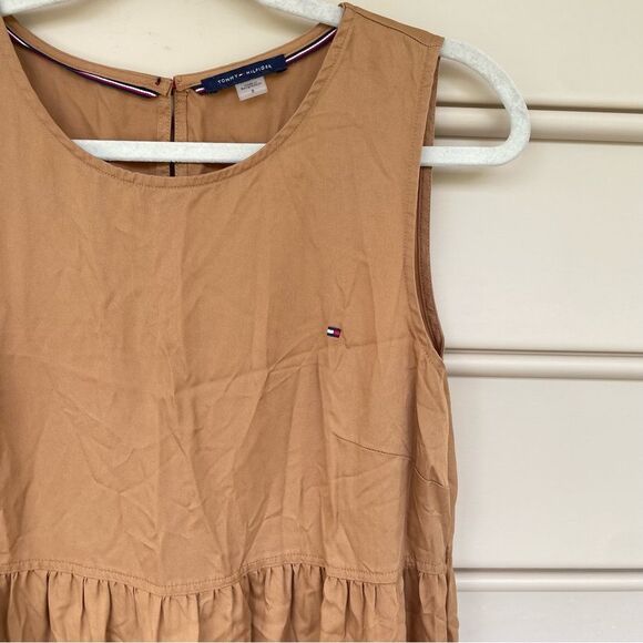 NWT Tommy Hilfiger Sleeveless Tiered Cotton Midi Dress in Tan Size 6 - Picture 3 of 9